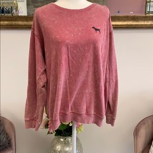 PINK acid wash crew sweatshirt